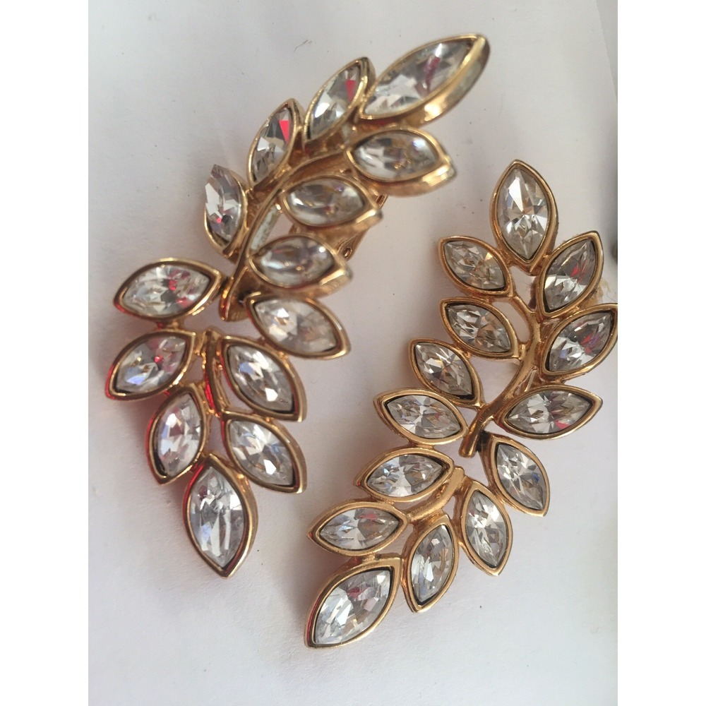 Vintage KJL Earrings  Gold Tone Crystals Kenneth Jay Lane RARE